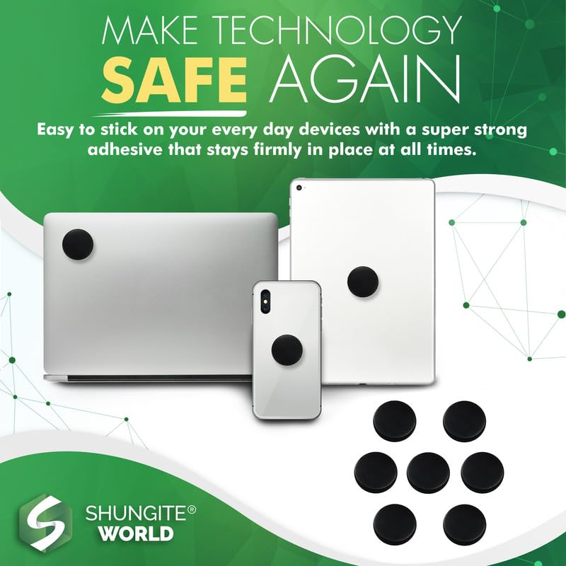 [Australia] - 7 pcs Shungite Sticker for Cell Phone Case Tablet Laptop Computer - Round Dot Healing Energy Shungite Stones Protection Plate with Carbon Fullerenes (Polished, 20 mm / 0.78") Polished 20 mm / 0.78" 