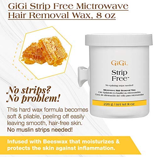 [Australia] - GiGi Strip Free Microwave Formula Hair Removal Wax, 8 oz Strip Free w/ Beeswax 
