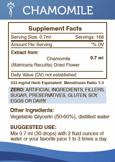 [Australia] - Secrets of the Tribe Chamomile Tincture Alcohol-Free Extract, Chamomile Matricaria Recutita Healthy Digestion/Soothing and Calming Properties 4 OZ 4 Fl Oz (Pack of 1) 