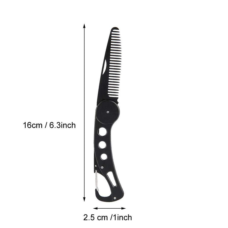 [Australia] - nobrands Foldable Beard Comb, Hair and Beard Comb for Men Stainless Steel Comb Mustache Shape Comb Has a beer opening function and as a keychain 