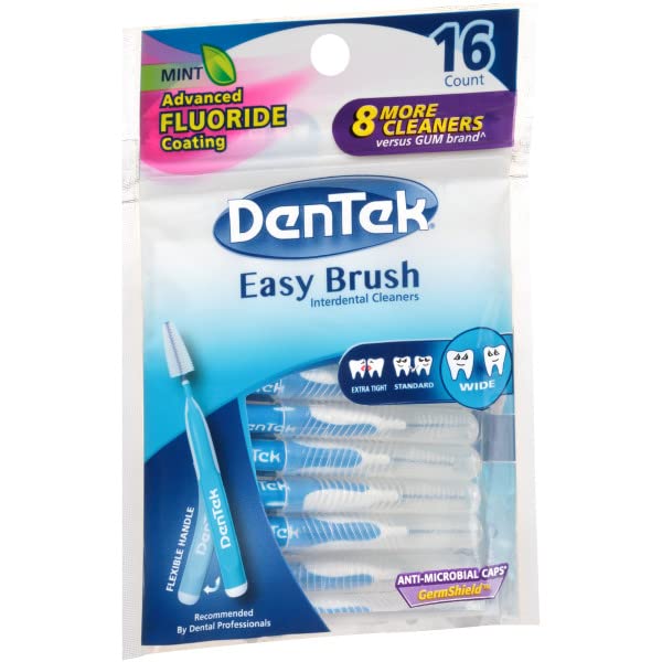 [Australia] - DenTek Easy Wide Brush Interdental Cleaners, Brushes Between Teeth, Mint Flavor, 16 Ct. (Pack of 2) 