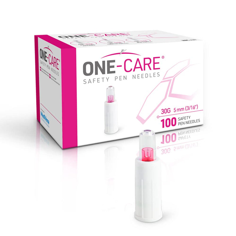 [Australia] - MediVena ONE-CARE Safety Pen Needles, 30G, 5mm, Box of 100, Compatible with Most Pen Injectors 30G x 5mm(100pcs) 