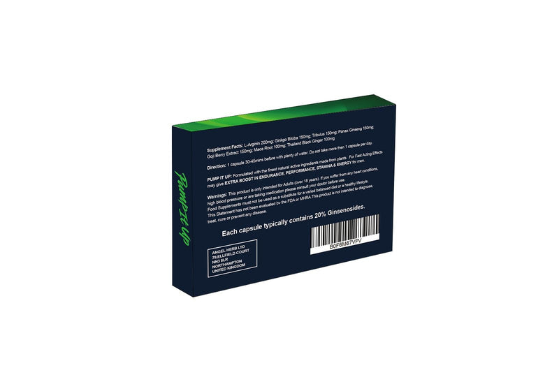 PUMP IT UP Green 1000mg | Stronger | Longer | Harder | Performance | Extra Strength Enhancing Pills, Stamina Endurance Booster Supplement Pills for Men | 10 Ginseng LIBIDO Booster Capsules