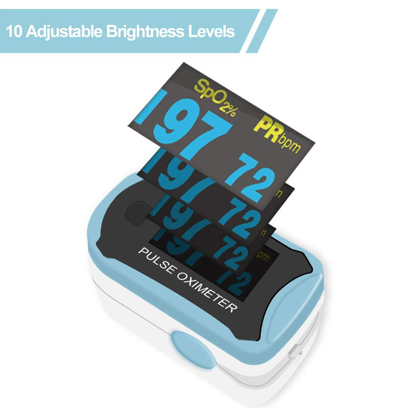 [Australia] - Easy@Home Pulse Oximeter Oximeter Finger Pulse Oximeter for Measuring Oxygen Saturation (SpO2) Heart Rate PI Rotatable OLED Display Portable Neck Strap Nylon Bag - Blue 