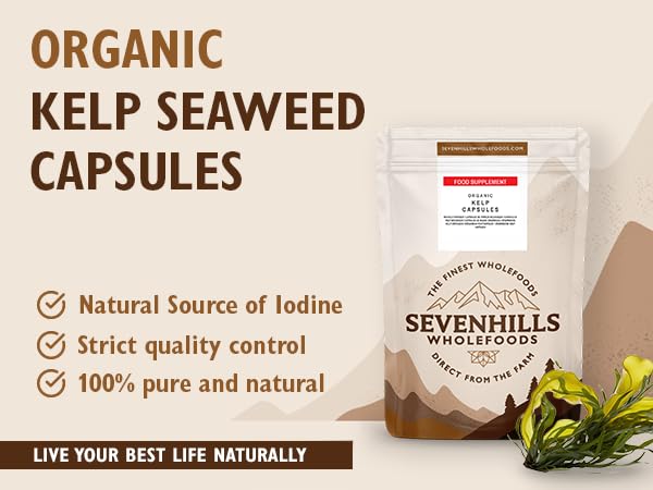 [Australia] - Sevenhills Wholefoods Organic Kelp Seaweed Iodine Capsules, Natural Source of Iodine, Vegan, Hand Harvested in the UK, 120 Capsules 