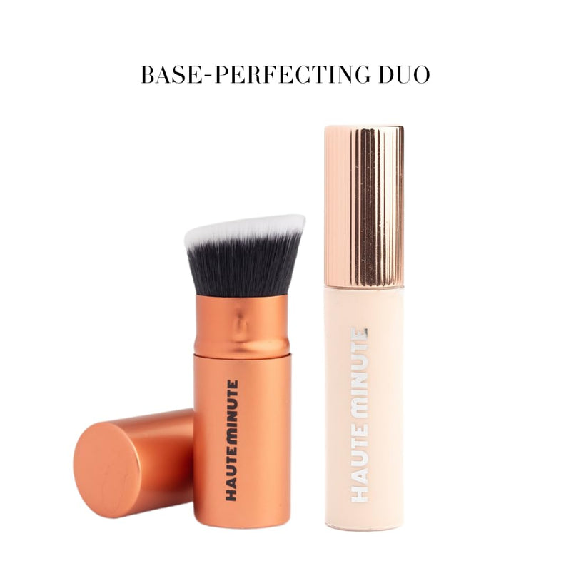 Mini Glam Bag, Skin Caring Concealer (Porcelain) & Mini Glamstick Retractable Foundation Brush