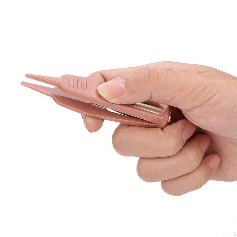 [Australia] - Baby Nose Cleaning Tweezers, Round-Head Baby Ear Nose Navel Cleaner Clip Tool with LED Light, Plastic Plier for Toddler 
