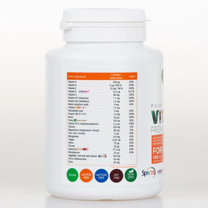 Aliness Premium Vitamin Complex Tablets for Children, 120 Tablets, 23 Vitamins and Minerals, Vegan, Gluten Free, for Children Aged 3 and Older