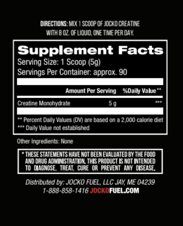 [Australia] - Jocko Fuel Creatine Monohydrate Powder - Creatine for Men & Women, Supplement for Athletic Performance & Muscle Health, 90 Servings 16 oz (Unflavored) 