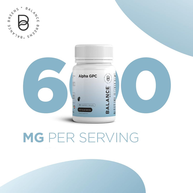 [Australia] - Alpha GPC Choline Supplement 600mg – 120 Vegetable Capsules - Advanced Memory Formula, Nootropics Brain Support Supplement - Non-GMO and Gluten Free Pills by Balance Breens 120 Count (Pack of 1) 