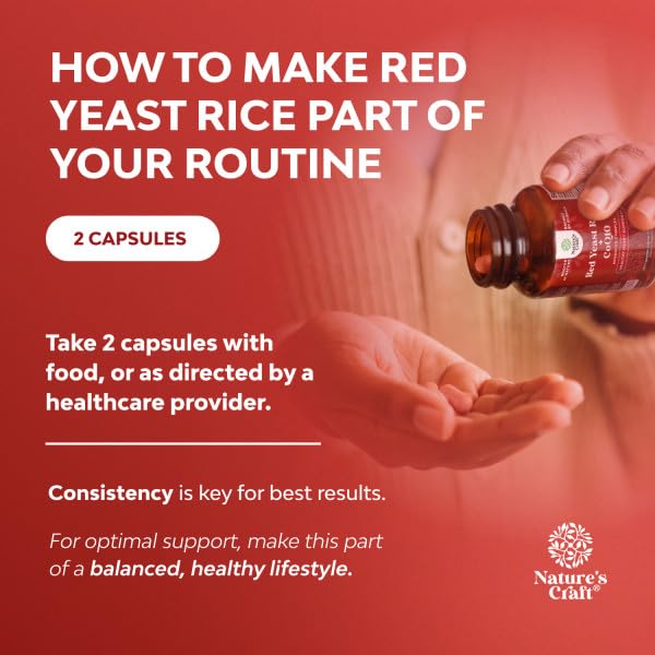 Red Yeast Rice with CoQ10 Supplement - Healthy Heart Support - 120 Ct | Red Yeast Rice 1200 mg - Advanced Complex for Energy & Antioxidant Support - GMP - Third Party Tested – 60 Servings 120 Count (Pack of 1)