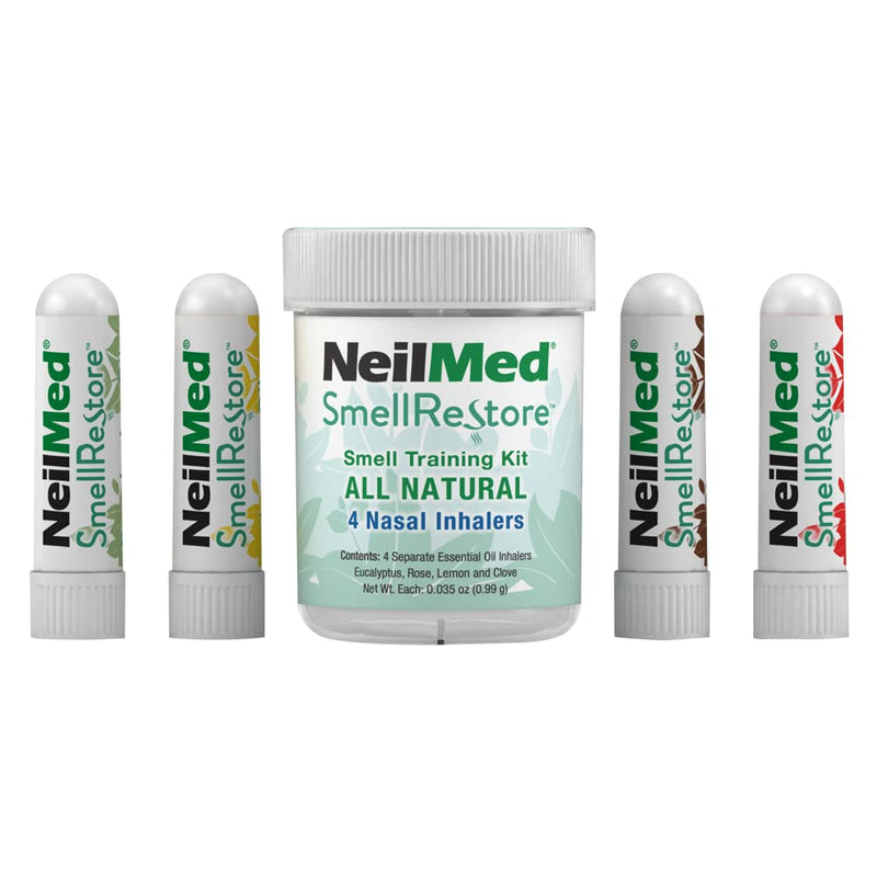 [Australia] - NeilMed Smell Restore - All Natural Smell Training Kit with 4 Separate Essential Oil Inhalers. Eucalyptus, Rose, Lemon and Clove 