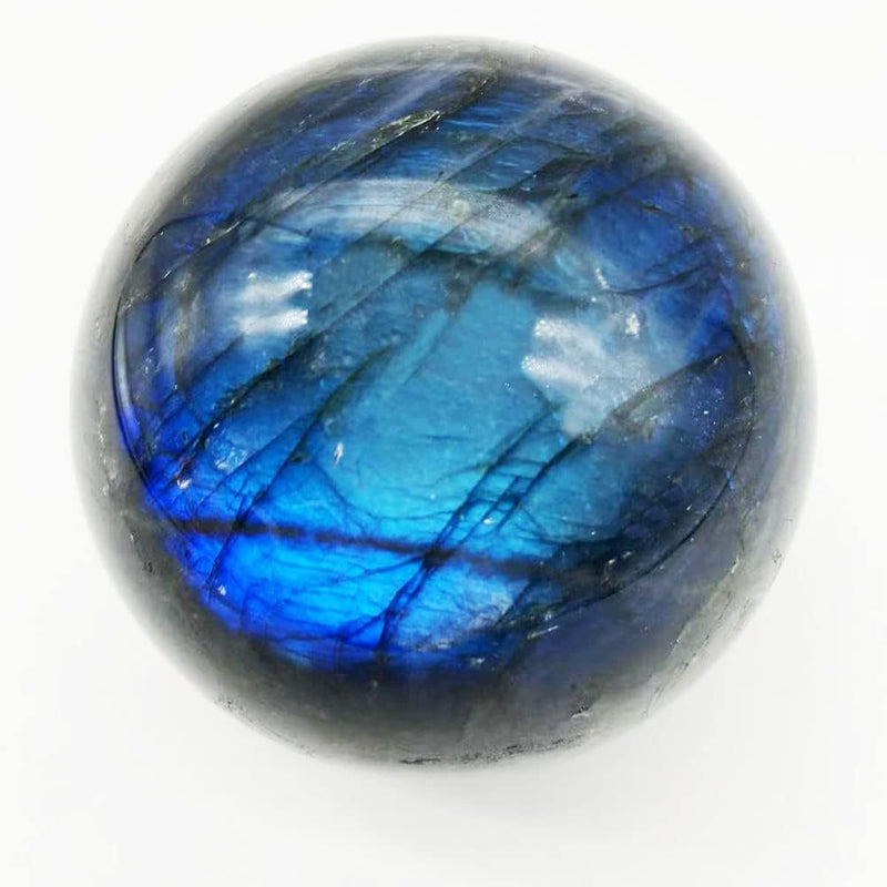 Natural Labradorite Sphere Rock Quartz Crystal Ball Healing Ornament Specimen + Pedestal (500g) 500g