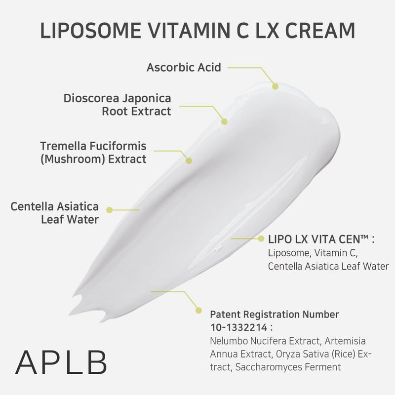 APLB Liposome Vitamin C LX Cream | LIPO LX VITA CEN™ 28.4% 1.86 FL.OZ/Korean Skincare, Efficient absorption, Dark spots, Elasticity Care, Revitalize for gentle and improve skin texture