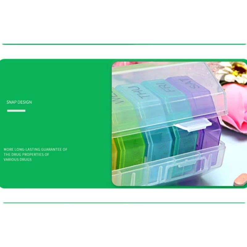 Weekly Pill Organizer 4 Times a Day, Large Pill Dispenser 7 Day with 28 Extra Large Compartments, Portable Travel Pill Box AM PM Morning Noon Evening Bedtime Medication Organizer for Vitamins Fish Oil