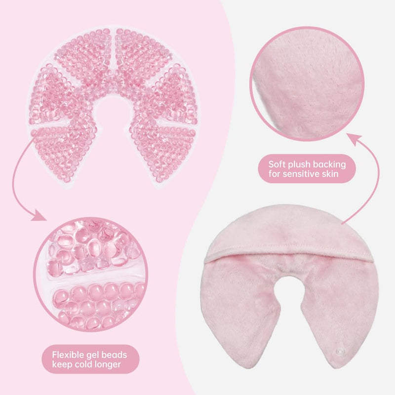 [Australia] - Hot/Cold Breast Gel Bead Ice Packs Breast Cooling/Heat Pads Relief for Breastfeeding, Nursing Pain, Mastitis, Engorgement, Swelling, Plugged Ducts | Boost Milk Let-Down & Production,2 Pack (Pink) Pink 