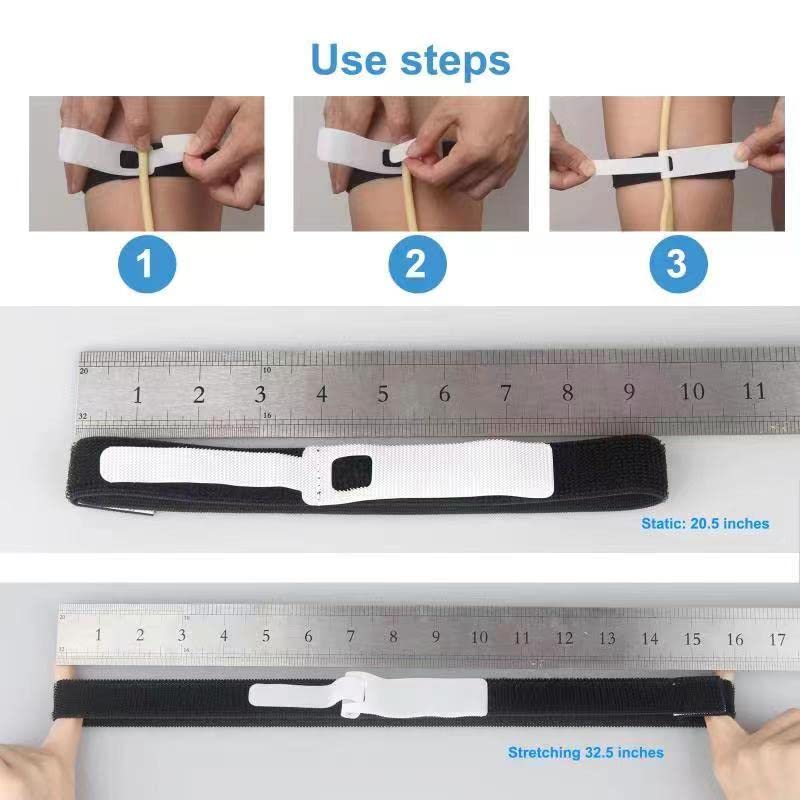 [Australia] - 4PCS Catheter Leg Strap Foley Catheter Holder Urinary Legband Holder Catheter Tube Holder Anti Irritation (Black) 