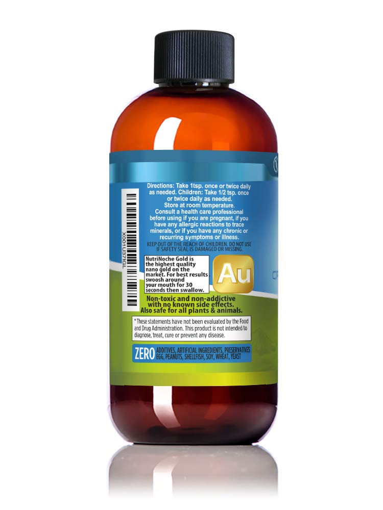 [Australia] - Colloidal Gold Liquid Organic Supplement by Nutrinoche - 100% Pure Nano Gold Mineral - Supports Mental Clarity, Focus & Relaxation - 8 oz Bottle - Vegan, Gluten-Free - Crystalline - 30 ppm 8 Fl Oz (Pack of 1) 