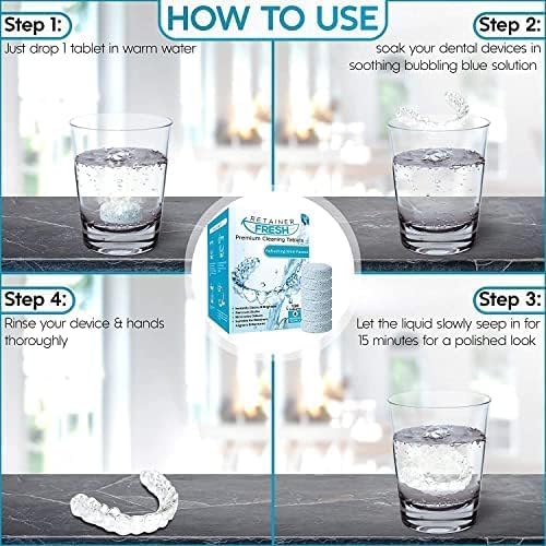 [Australia] - Retainer Cleaner Tablets - 36 Tablets 1 Month Retainer Fresh - Retainer Cleaning Tablets, Mouth Guard Cleaner, Denture Cleaner, Aligner Cleaner, Brite Retainer Tablets 