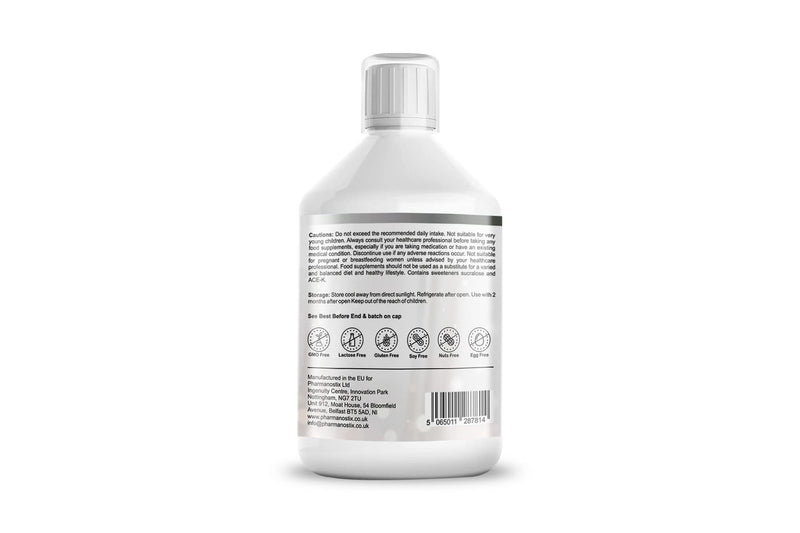 PharmaFlex Liquid Joint Support Max 500 mL - Type 1, 2 & 3 Collagen 12000 mg - with Glucosmaine, Chondroitin, MSM, Turmeric and Hyaluronic Vitmain C - Natural Berry Flavour - High Absorption Rate
