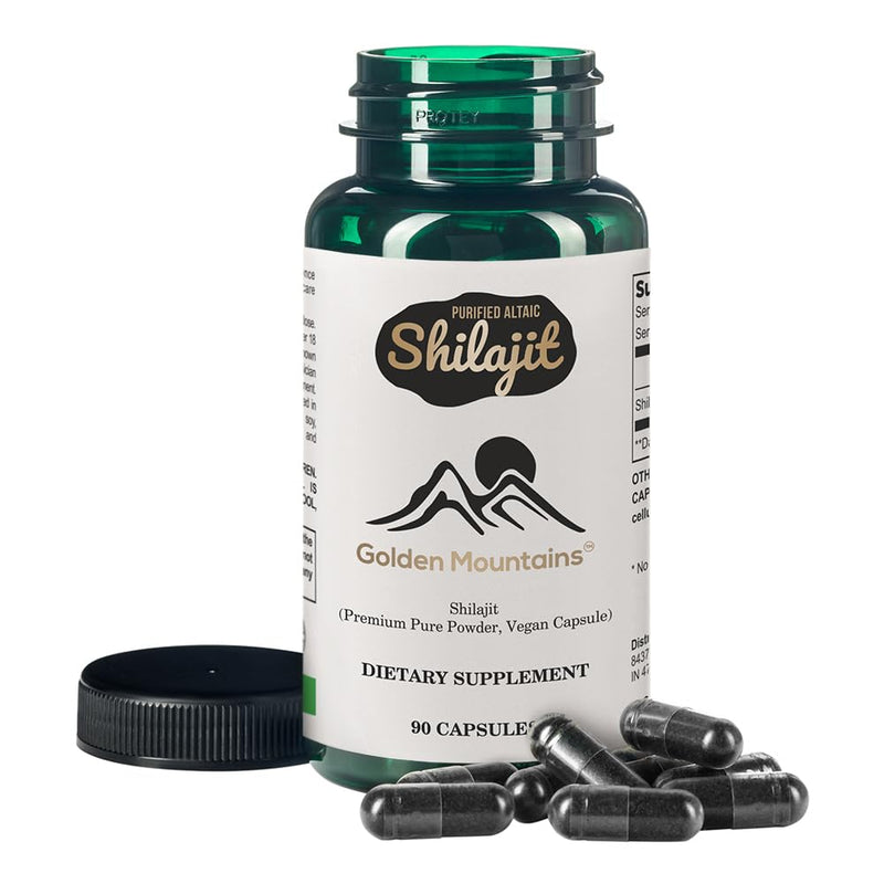 [Australia] - Golden Mountains Shilajit Vegan 90 capsules 500 mg pure Altai premium minerals 