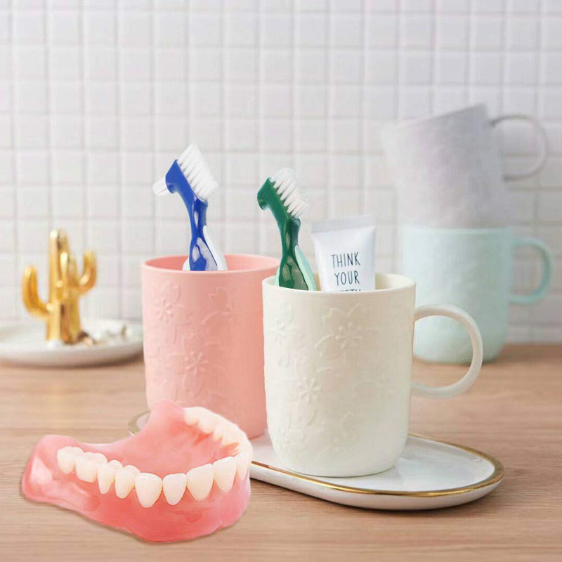 [Australia] - Denture brush, 3 hard brushes for dentures, denture cleaning toothbrush set, portable ergonomic denture cleaning brush, multi-layer bristle toothbrush for denture care 