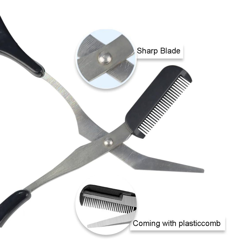 [Australia] - 1 piece eyebrow trimmer, eyebrow scissors with comb for eyebrow trimming, make-up tools (black). 
