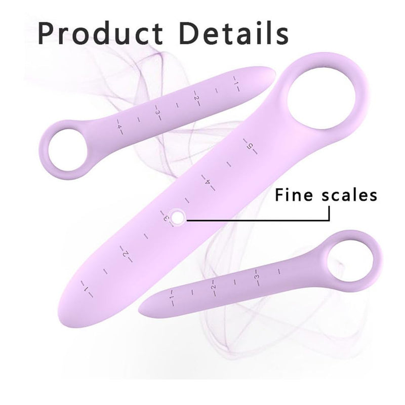 [Australia] - 5-Pack Silicone Dilators for Pelvic Floor for Women with Fine Scales, Pelvic Wand Massager，Pelvic Floor Muscle Trainer, Pelvic Floor Strengthening Device with Storage Bag, Purple 