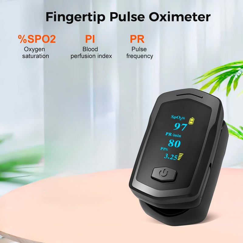 oxygen saturation oximeter - FINGERTIP OXIMETER Pulse Oximeter Fingertip Rechargeable Blood Oxygen for Adults and Children Black