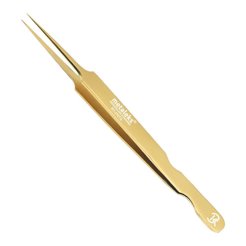 Professional Golden Tweezers for Eyelash Extension Hand Crafted Japanese Stainless Steel Precision Tweezers (Pointed Straight Tip.) Pointed Straight Tip.