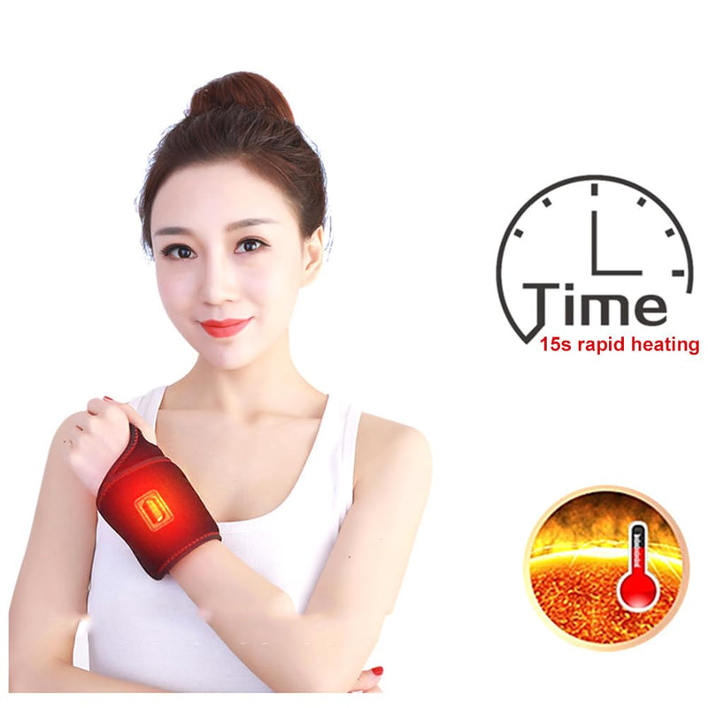 Electric Wrist Support with Heating Function Left/Right Hand | Hot Heater for Wrist Sprain & Joint Care | USB Heating | 3-Temperature Levels | Machine Washable | Black Left heating-CDB