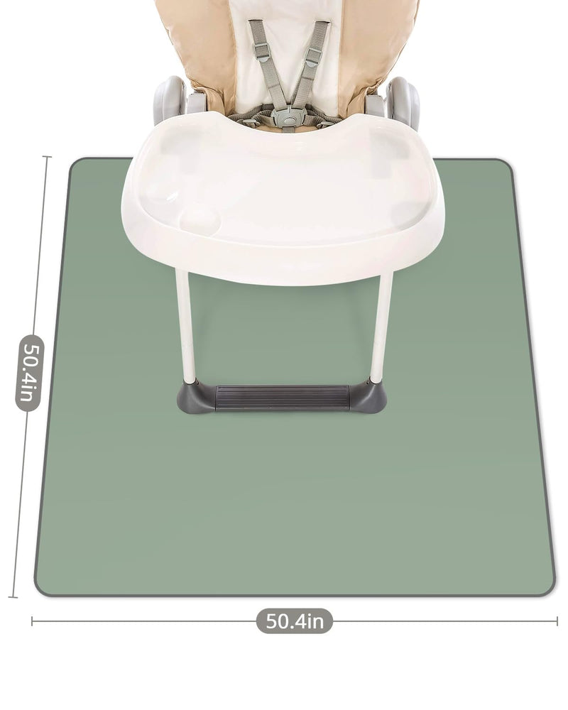 [Australia] - Blissful Diary Baby Splat Mat for Under High Chair, 50.4 x 50.4 Inch Wipeable Splash Mat, Waterproof and Washable, Anti-Slip Floor Protector, Sage Green 