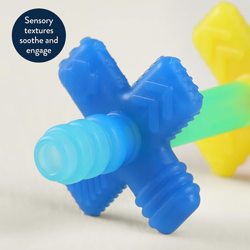 [Australia] - Itzy Ritzy Teensy Tube Teether; Textured Hollow Baby Teething Tube That Reaches Front Teeth & Back Molars, Made of Soft Silicone (Rainbow) Rainbow 