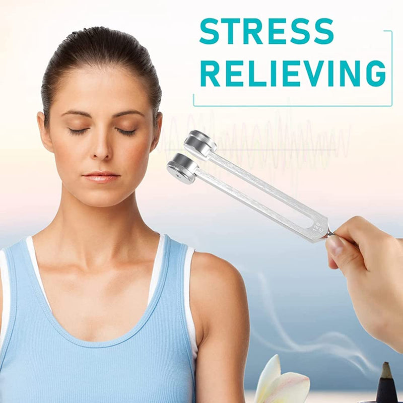 [Australia] - Tuning fork, tuning fork neurology, tuning fork 440 Hz, set of 4 tuning forks (128 Hz, 136.1 Hz, MI 528 Hz, 4096 Hz) ideal for therapy, chakra therapy, sound therapy, anti-stress. Silver 