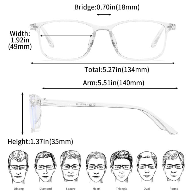 [Australia] - Suertree Blue Light Filter Distance Glasses Lightweight Myopia Glasses Fashion Myopia Glasses for Women Men Clear -1.5 Diopters -1.5x 