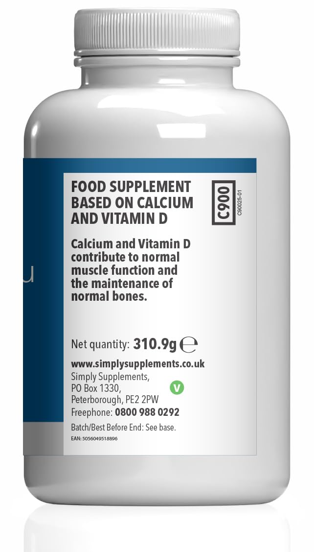 Calcium 1000mg & Vitamin D3 400iu | Supports Bone & Teeth Health | Contributes to Normal Muscle Function | Vegan & Vegetarian Friendly | 180 Tablets = 3 Months’ Supply | GMP-Certified & UK-Made Unflavoured 1 count (Pack of 180)