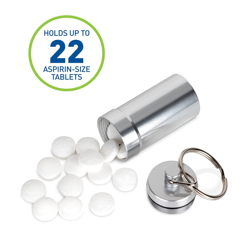 Ezy Dose Lockable Pill Fob & Keychain Bundle, Small & Large Compartments | Locking Design, Versatile Storage for Medicine & Vitamins, Safe for Money & Travel Items, Ideal For Travel Use, BPA-Free Silver Small and Large Set