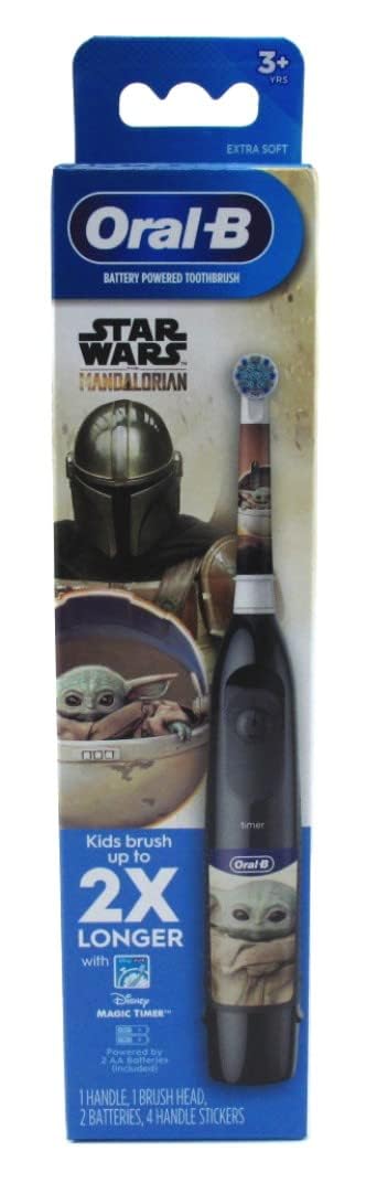 Oral-B Kid's Battery Toothbrush Featuring Star Wars The Mandalorian, for Kids 3+ Black 1 Count (Pack of 1)