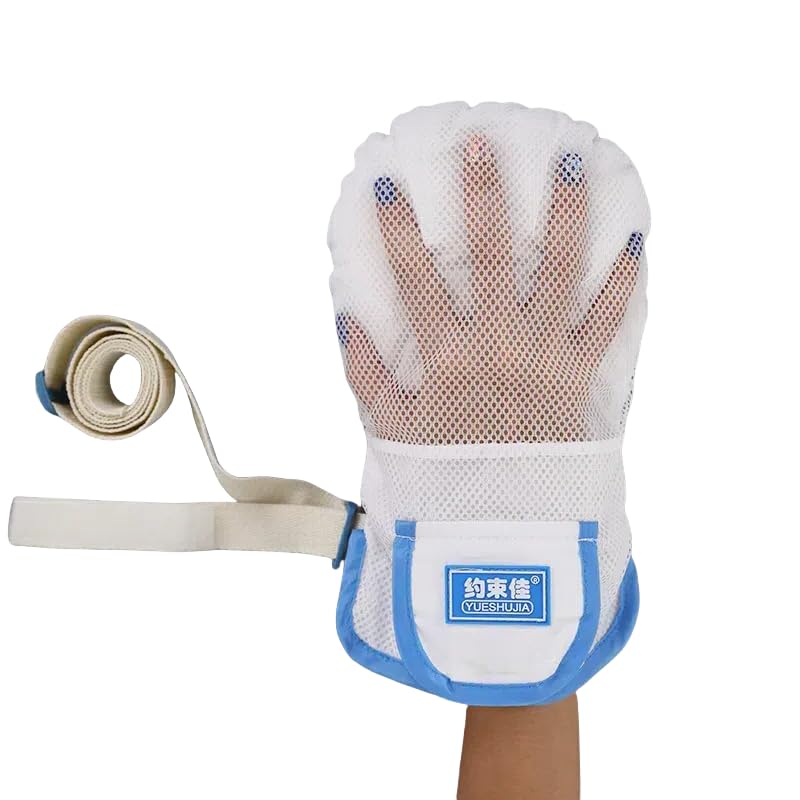 [Australia] - Medical Hand Restraints Safety Mitts Glove for Dementia Elderly and Patients, Fingers Separated Design with Breathable Mesh and Thick Sponge Filling to Keep Comfort and Prevent Scratching(1pcs) 