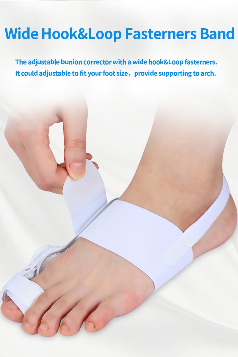 [Australia] - Generic Bunion Corrector for Hallux Valgus, Adjustable Knob Bunion Splint, Toe Straightener with Non-Slip Heel Strap, Toe Separator, Day and Night Support., White 