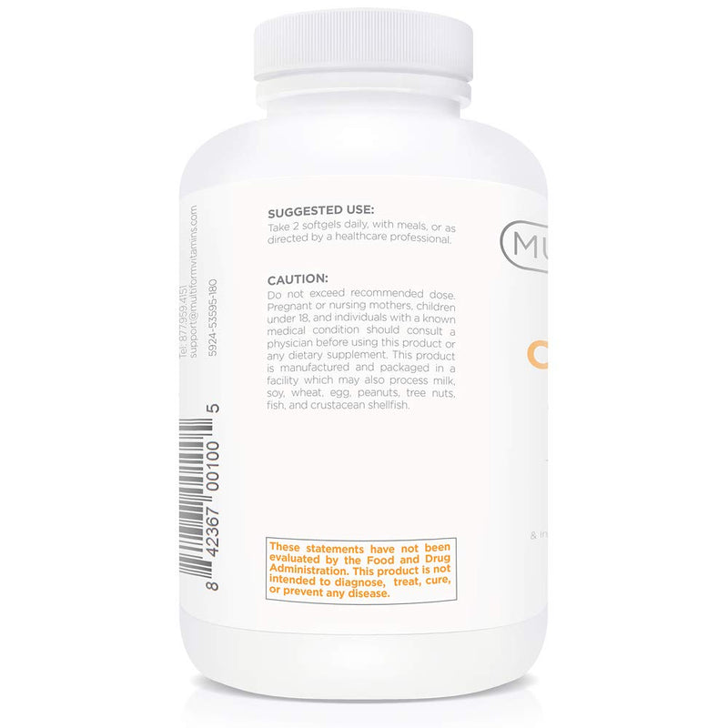 Multiform Vitamins Omega 3 Fish Oil - 2,000mg - Burpless, Non-GMO, No Fishy Aftertaste (180 Capsules) 180 Count (Pack of 1)