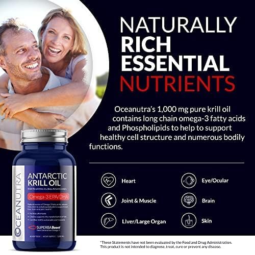 [Australia] - 100% Pure Krill Oil 1000MG 60-Day Supply Double Strength 56% Phospholipids Astaxanthin Sustainable Antarctic SuperbaBoost Omega 3 EPA DHA Heart Brain Joints Skin Care, Third-Party Tested, No Fish Oil 