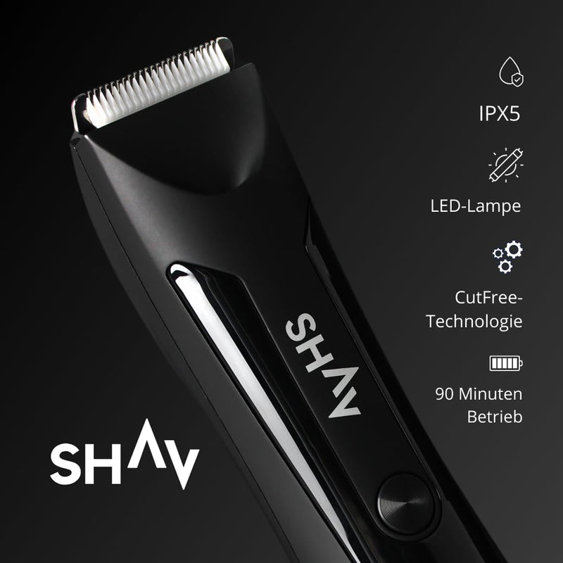 [Australia] - SHAV™ CutFree™ intimate razor for men, waterproof electric trimmer, wet/dry hair trimmer with interchangeable ceramic blade module, body groomer for intimate and body hair, men's care razor 