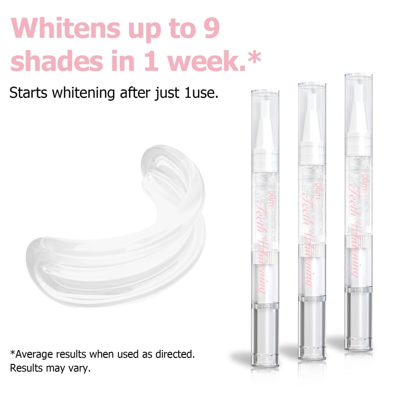 [Australia] - Teeth Whitening Kit Gel Pen Strips - Ollm Specially Formulated for Sensitive Teeth, Gum, Braces Care 32X LED Light Tooth Whitener, Professional Oral Beauty Products Dental Tools 2 Mouth Trays (Pink) 