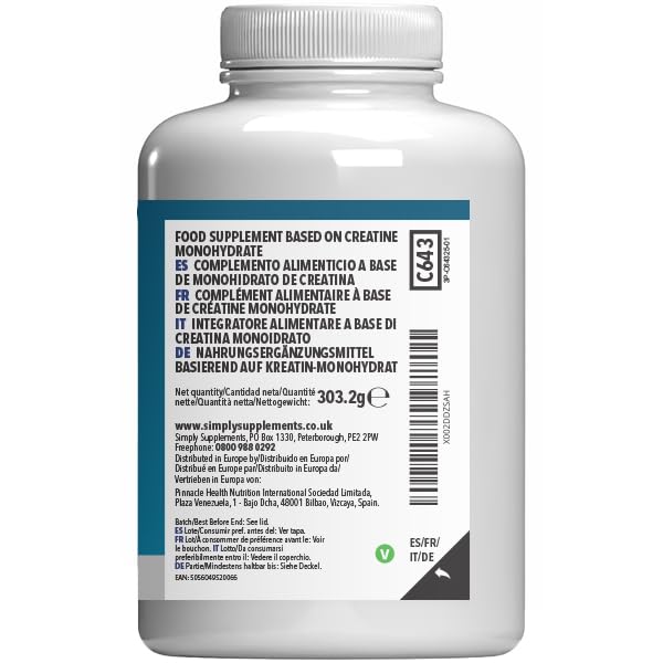 Creatine Monohydrate 3000mg | Support Strength, Muscle Power & Performance | 100% Micronised & Fast Absorbing | Vegan & Vegetarian Friendly | 180 Tablets = 2 Months’ Supply | Made in the UK