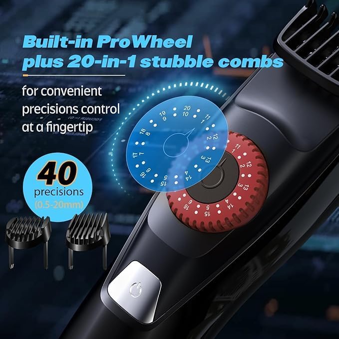 [Australia] - 40 Precisions Electric Beard Trimmer for Men, Mens Grooming Trimmer for Beard, Mustache, Face and Ear Hair, Multi-Series Clipper, Waterproof, USB C Charging, Soft Pouch (Red) Red 
