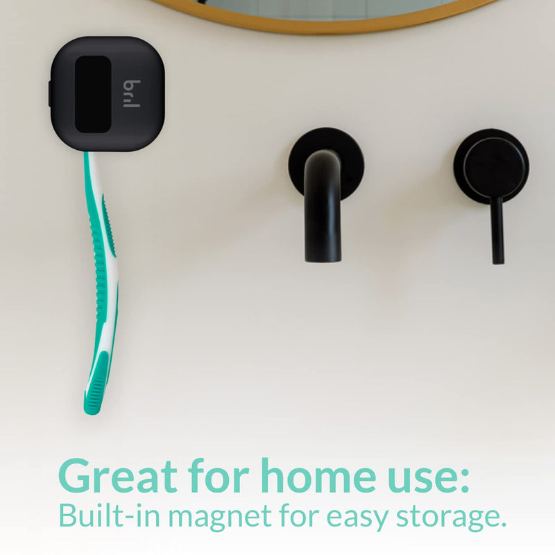 [Australia] - Bril UV-C Toothbrush Cleaner, Portable Brush Cover, Holder, and Travel Case for Any Size Toothbrush, Black 