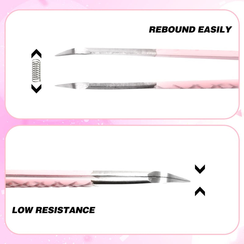 TDANCE Lash Tweezers for Eyelash Extensions - Fiber Tip Volume Boot Tweezers - Stainless Steel (Volume Boot Tweezer-Pink-T2,1Pcs) Fiber Tip-Pink-T2