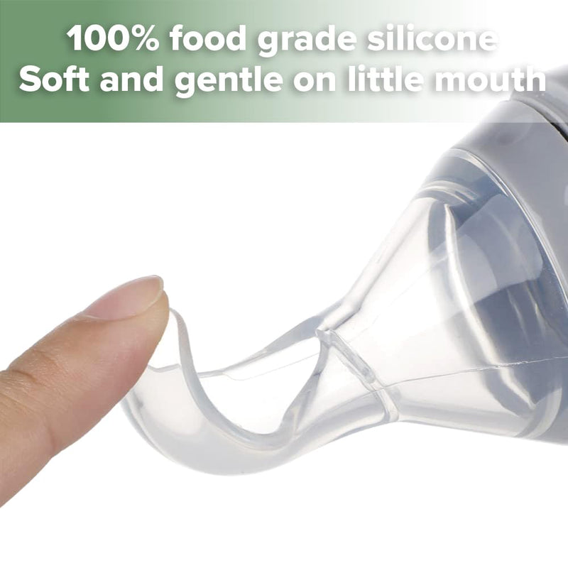 [Australia] - Haakaa Silicone Baby Food Dispensing Spoon Feeder 4oz - Infant Squeeze Cereal Feeder, Baby Fresh Food Feeder, Feed Bottle for Puree, Solid Baby Food, BPA Free, 4m+ Babies – Grey 