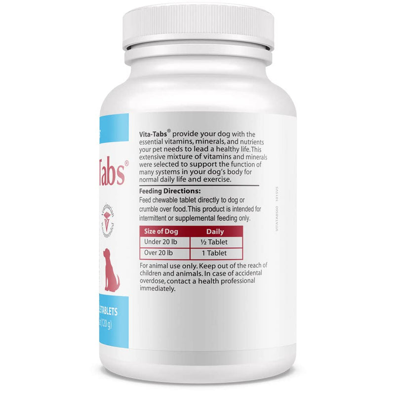 Vita-Tabs - Essential Vitamins, Minerals, Nutrients - Health Supplement for Dogs - Support Immune System, Bones - Liver Flavored - 60 Chewable Tablets - PawsPlanet Australia